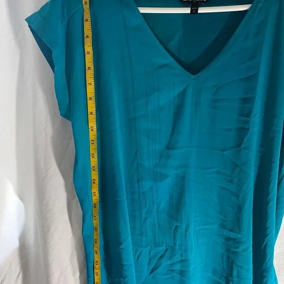 Express Women's Turquoise V-Neck Blouse - Picture 4 of 6